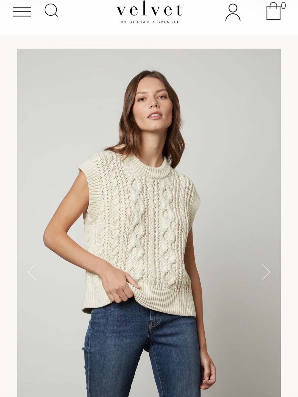 Velvet Cream Knit Sleeveless Sweater Vest